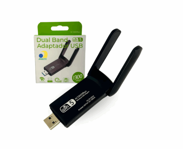 Adaptador Usb Wi-fi Wireless Dual Band 5ghz 2.4ghz C/ Antena Wifi 5