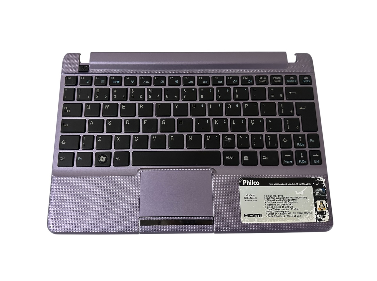 Carcaça Base Superior Teclado Netbook Philco 10d-r123lm Cod.2907